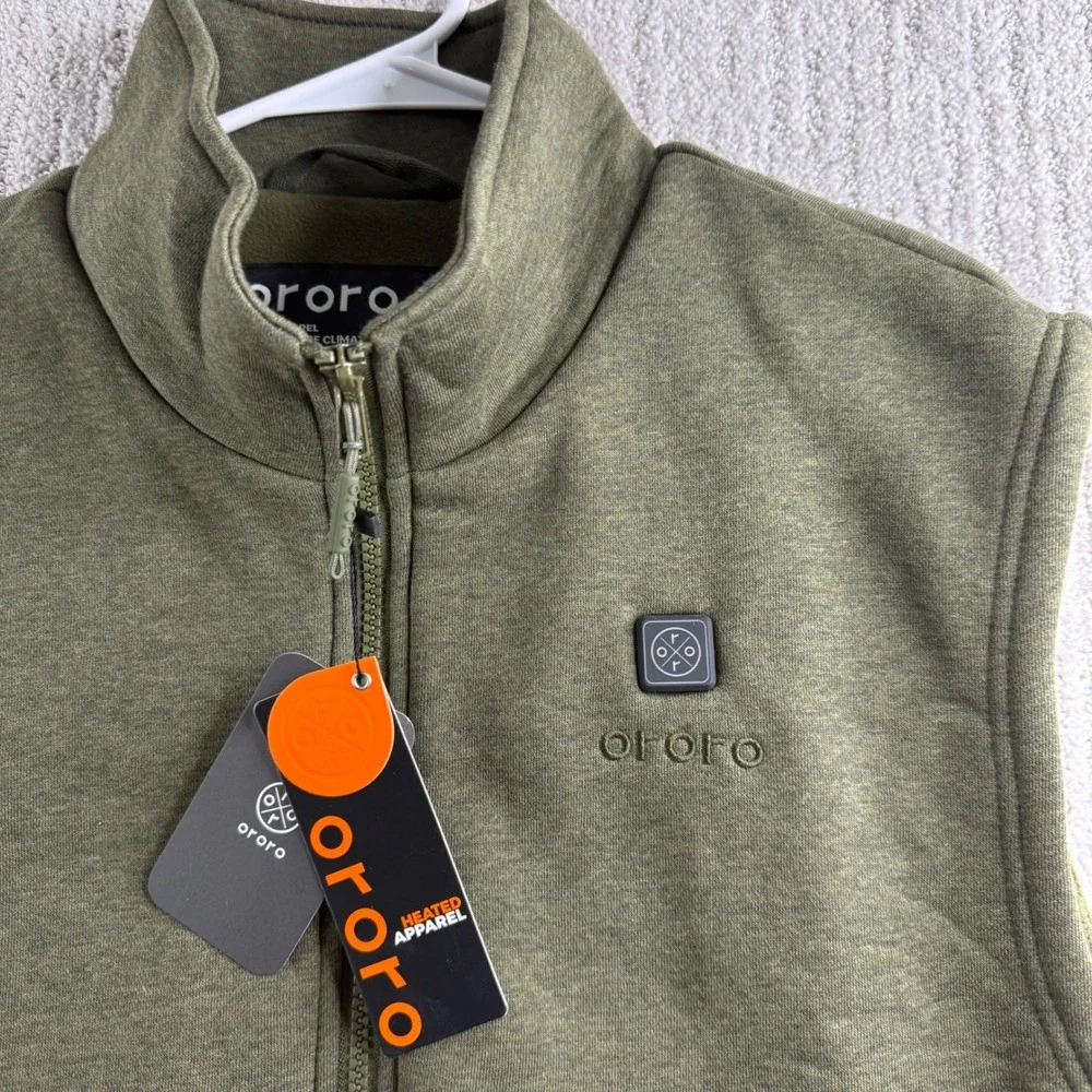 Ororo Heated Apparel Fleece Vest Mens XL Green Full Zip NWT - No Battery